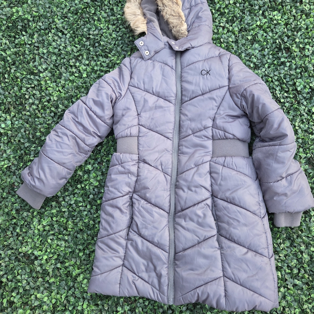 Calvin Klein Kids Puffer Coat with Faux Fur Hood